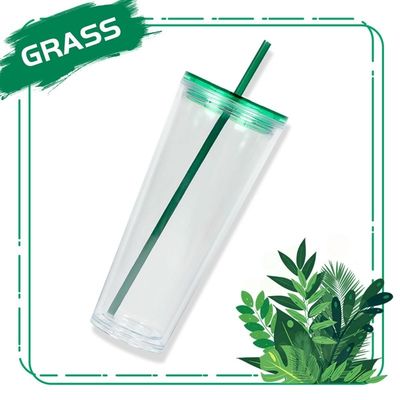 Custom Stylish Simple 710ML Clear Water Bottle With Lid And Straw Logo Printing Accepted