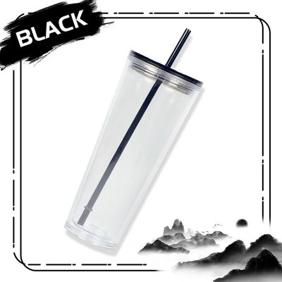 Custom Stylish Simple 710ML Clear Water Bottle With Lid And Straw Logo Printing Accepted