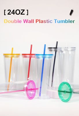 Custom Stylish Simple 710ML Clear Water Bottle With Lid And Straw Logo Printing Accepted