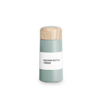 Mini Wood Grain Stainless Steel Thermos Double Wall Water Bottle for Customized Color