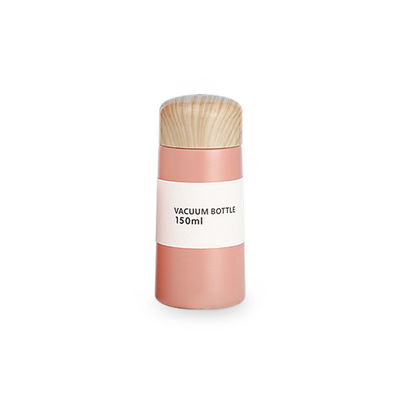 Mini Wood Grain Stainless Steel Thermos Double Wall Water Bottle for Customized Color