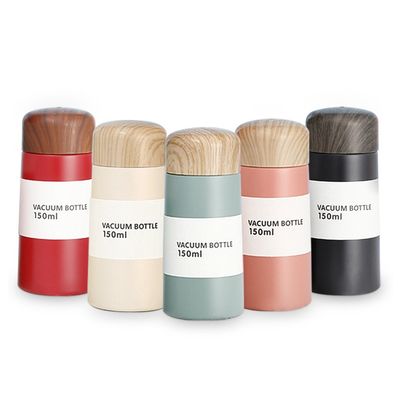 OEM/ODM Acceptable Mini Casual Water Cup with Wooden Lid and Stainless Steel Material