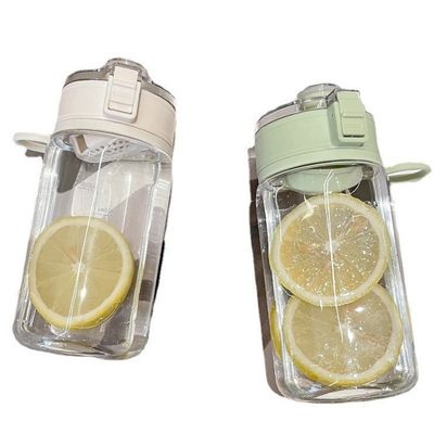Simple Transparent Cup Body Portable Spring Cap Design Waterproof Plastic Water Bottles