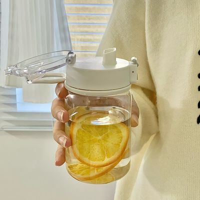 Simple Transparent Cup Body Portable Spring Cap Design Waterproof Plastic Water Bottles
