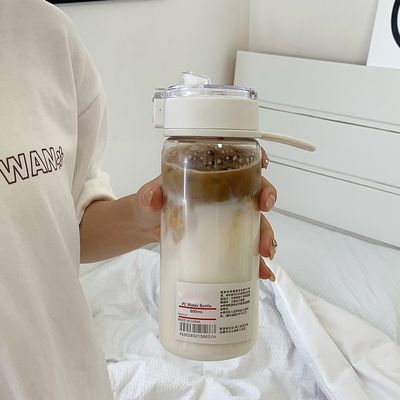 Simple Transparent Cup Body Portable Spring Cap Design Waterproof Plastic Water Bottles