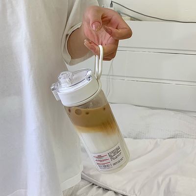 Simple Transparent Cup Body Portable Spring Cap Design Waterproof Plastic Water Bottles