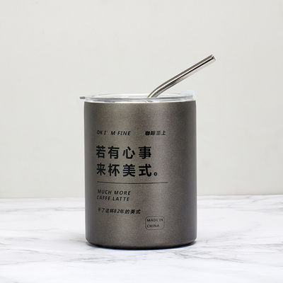 Item Custom Logo 320ml/600ml Double Wall Stainless Steel Thin Straight Insulated Coffee Drink Cups With Lid And Straw