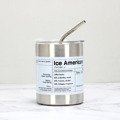 Item Custom Logo 320ml/600ml Double Wall Stainless Steel Thin Straight Insulated Coffee Drink Cups With Lid And Straw