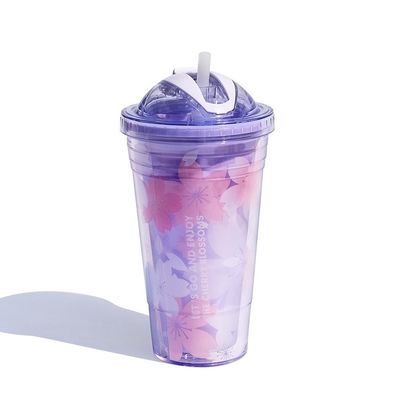 Cute Design Style Custom Printing Logo Leak Proof Plastic Water Bottle With Straw