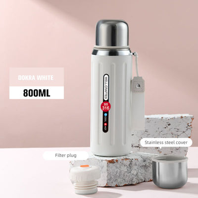 Modern Design Outdoor Sports Vacuum Flask 600/800ml Wide Mouth Water Bottle With Straw