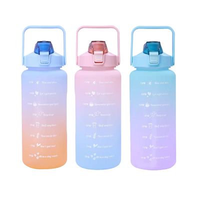 Large Capacity 2000ML PETG Drinking Water Bottle with Straw and Anti-corrosion Coating