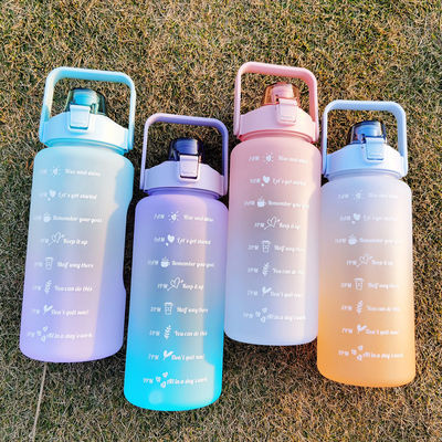 Large Capacity 2000ML PETG Drinking Water Bottle with Straw and Anti-corrosion Coating