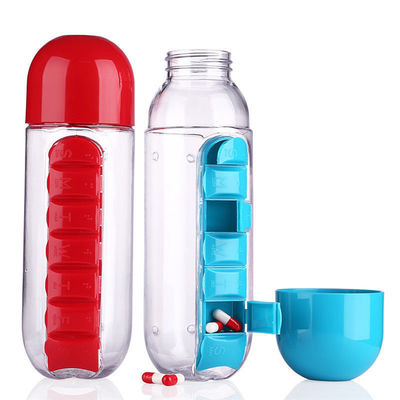 Boiling Water Multifunctional 600ML 2 In 1 Daily Plastic Water Bottle With Seven-day Pill Case