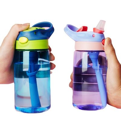 Custom Printing Logo BPA Free Kids Plastic Water Bottle 500ML with Straw and Spout