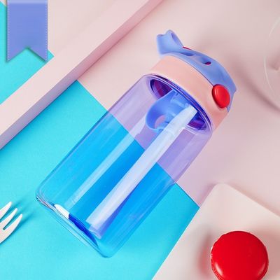 Custom Printing Logo BPA Free Kids Plastic Water Bottle 500ML with Straw and Spout