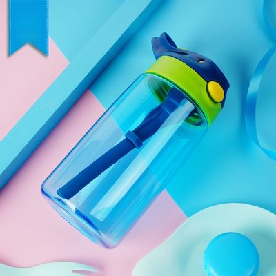 Custom Printing Logo BPA Free Kids Plastic Water Bottle 500ML with Straw and Spout