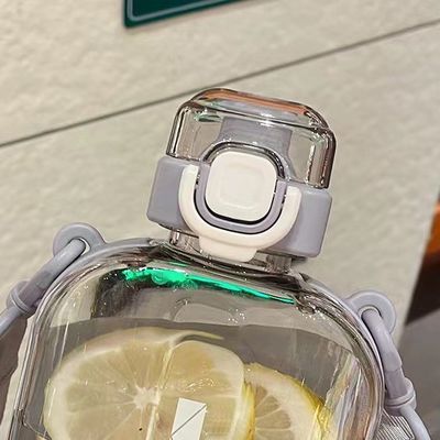 2024 Popular Plastic Water Cup Square Transparent Water Bottles With Strap for Gym Sports