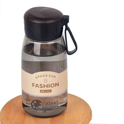Customized Logo Acceptable 380ml Clear Plastic Drinking Bottle with Lid and Handle