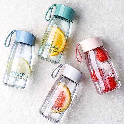 Customized Logo Acceptable 380ml Clear Plastic Drinking Bottle with Lid and Handle