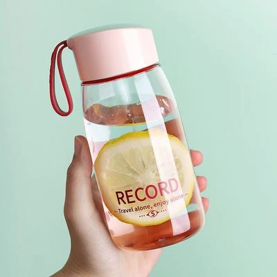 Customized Logo Acceptable 380ml Clear Plastic Drinking Bottle with Lid and Handle
