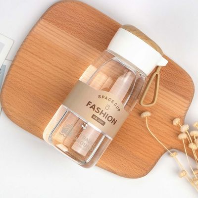 Customized Logo Acceptable 380ml Clear Plastic Drinking Bottle with Lid and Handle
