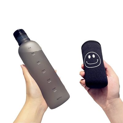 Thermal Insulation 500ML Sports Time Marker Plastic Drinking Water Bottle WITH LID