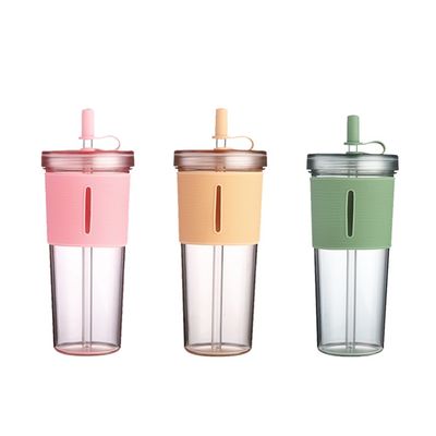 700ml Clear Bpa Free Juice Drinking Water Bottle Tumbler Cup With Straw And Sleeve