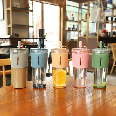 700ml Clear Bpa Free Juice Drinking Water Bottle Tumbler Cup With Straw And Sleeve