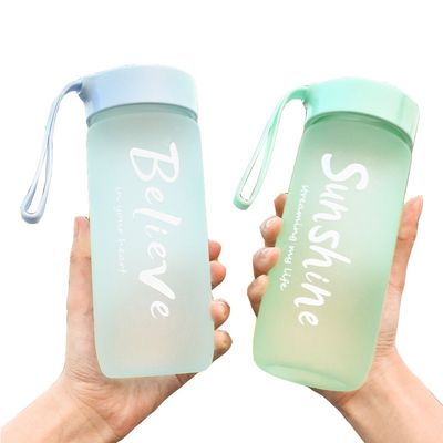 Custom Gym Sports Leakproof Kettle Portable Water Bottle with Clear Cup and Rope