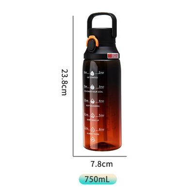 Gradient Color Water Bottle 750ml Capacity Sustainable PC Material with Time Marker