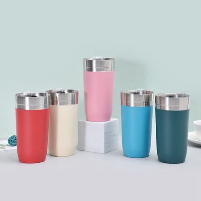 16 oz Car Cup Double Wall Insulated Stainless Steel Modern Design Drinking Bottle with Lid