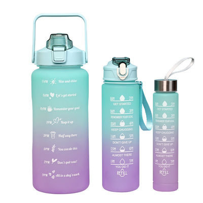 32Oz BPA Free Time Marker 3Pcs Plastic Frosted Motivational Water Bottle Set for Sports Pink
