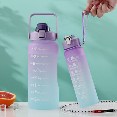 32Oz BPA Free Time Marker 3Pcs Plastic Frosted Motivational Water Bottle Set for Sports Pink