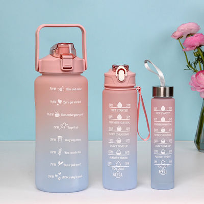 3pcs/Set Portable Sports Gradient Color Water Bottle 2000ML 900ML 280ML WITH LID