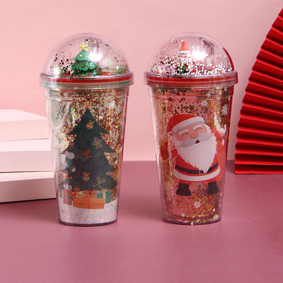 500ml Plastic Double Wall Tumblers with Straw Customized Color and Accessories