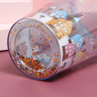 500ml Plastic Double Wall Tumblers with Straw Customized Color and Accessories