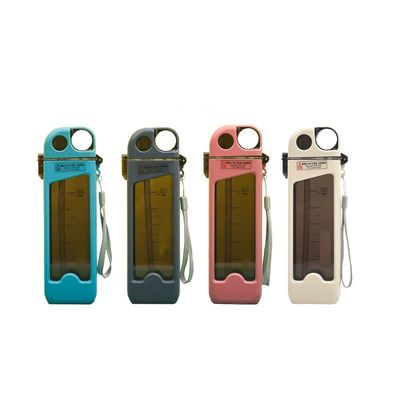 Sample Provide 350ml Portable Plastic Drinking Water Bottle with Scale and Straw