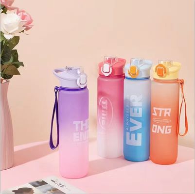 Gym Outdoor Activity 1L Plastic Sports Drinking Bottle with Time Marker and No Insulation