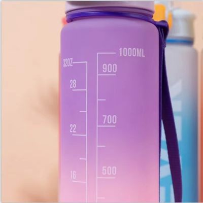 Gym Outdoor Activity 1L Plastic Sports Drinking Bottle with Time Marker and No Insulation