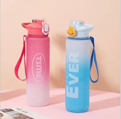 Gym Outdoor Activity 1L Plastic Sports Drinking Bottle with Time Marker and No Insulation