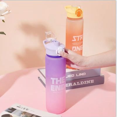 Gym Outdoor Activity 1L Plastic Sports Drinking Bottle with Time Marker and No Insulation