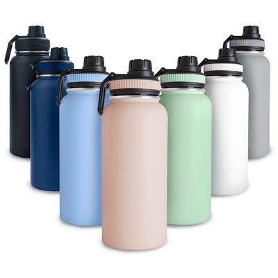 Straight Cup 32oz Stainless Steel Vacuum Water Bottles With Logo Printed And Straw