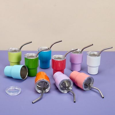 Party Ready 2oz Stainless Steel Double-wall Insulated Sublimated Glass Mug With Straw And Lid