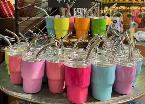 Party Ready 2oz Stainless Steel Double-wall Insulated Sublimated Glass Mug With Straw And Lid