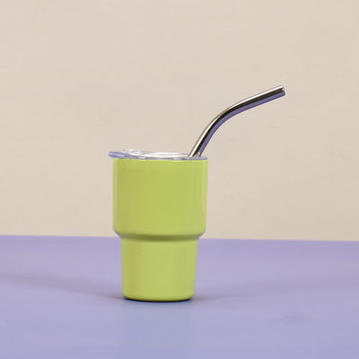 Colorful 2oz Stainless Steel Water Bottle Mini Cute Pocket Cup With Straw for Party