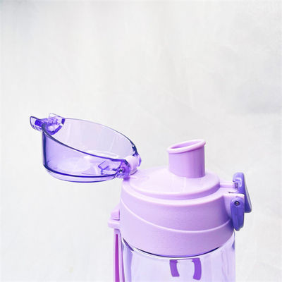 Tritan 600ml Purple Water Bottle Plastic Sport Drinking Bottle With Handle Rope for Gym