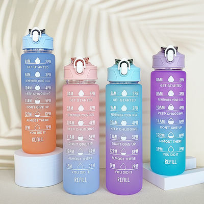 Tritan Water Bottle With Time Marker 900Ml Bpa Free Gradient Color For Outdoor Sports