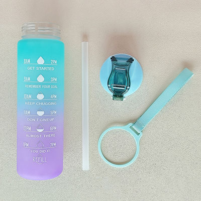 Tritan Water Bottle With Time Marker 900Ml Bpa Free Gradient Color For Outdoor Sports