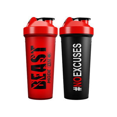 BPA-Free PE Plastic Gym Drinking Water Bottle with Custom Logo and Blender Shaker