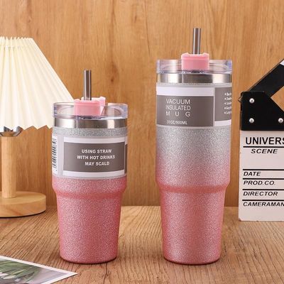 20OZ 30OZ Stainless Steel Water Bottle Custom Design Colorful Sport Straw Thermos Flask